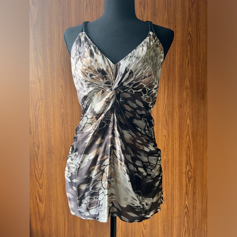 Iridescent halter with strappy back